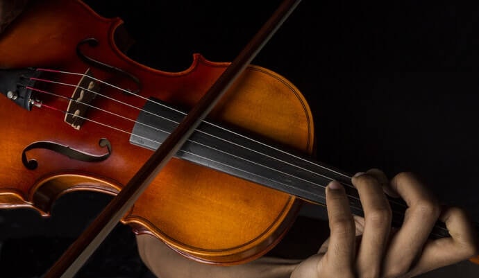 Cobalah langsung biola di toko musik sebelum membeli