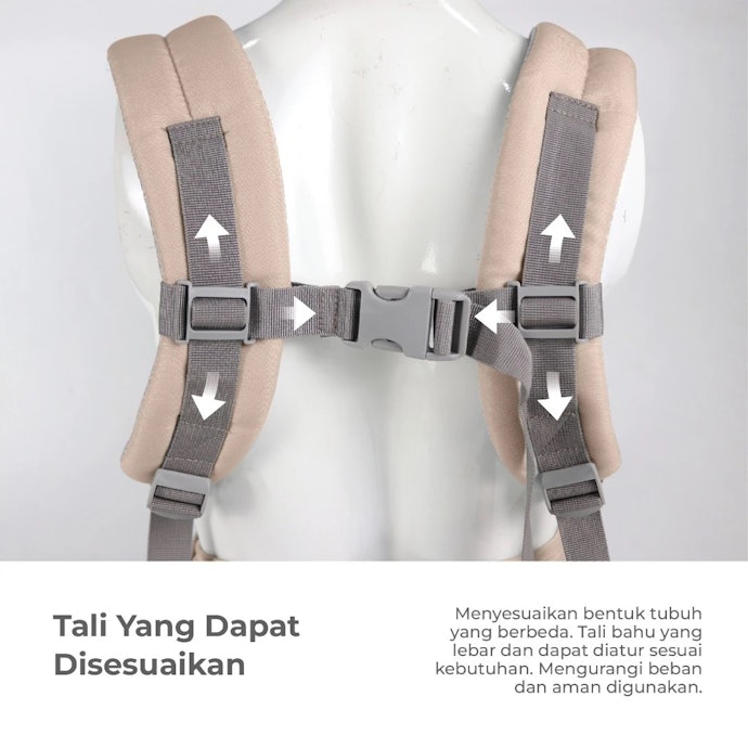 Untuk Anda yang sering menggendong bayi sambil mengerjakan pekerjaan rumah, utamakan bantalan bahu dan tali pengencang dada/punggung