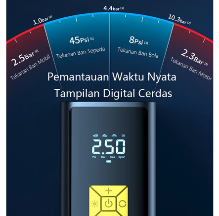 Cek juga fitur tambahan: seperti LCD display, flashlight, atau jump starter