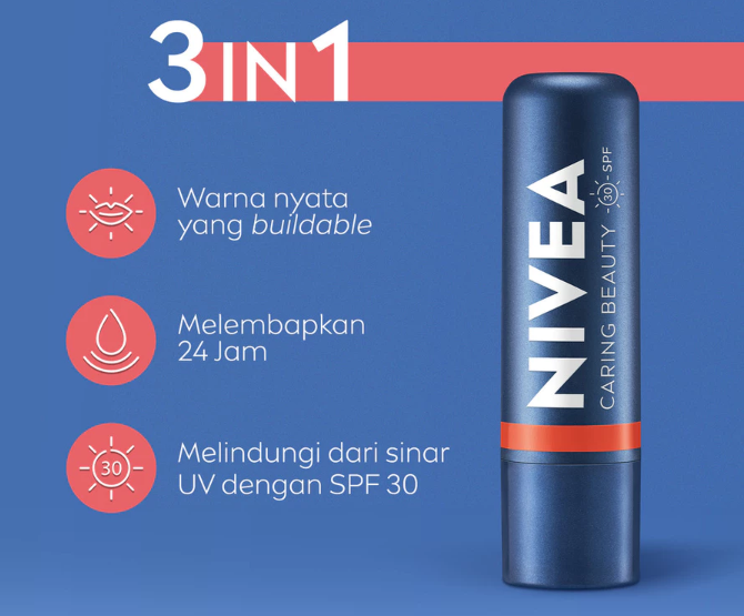 Untuk bibir hitam, utamakan NIVEA Lip Balm Caring Color