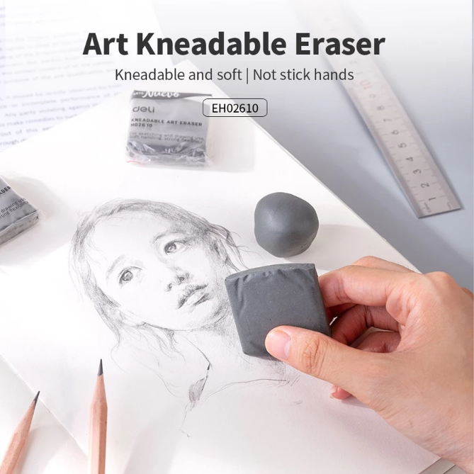 Untuk menghapus hasil gambar dari pensil, pilih penghapus uli/kneaded eraser