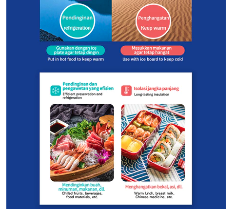 Untuk menjaga makanan tetap hangat, cek adanya label 'thermal cooler' atau 'heat resistant'