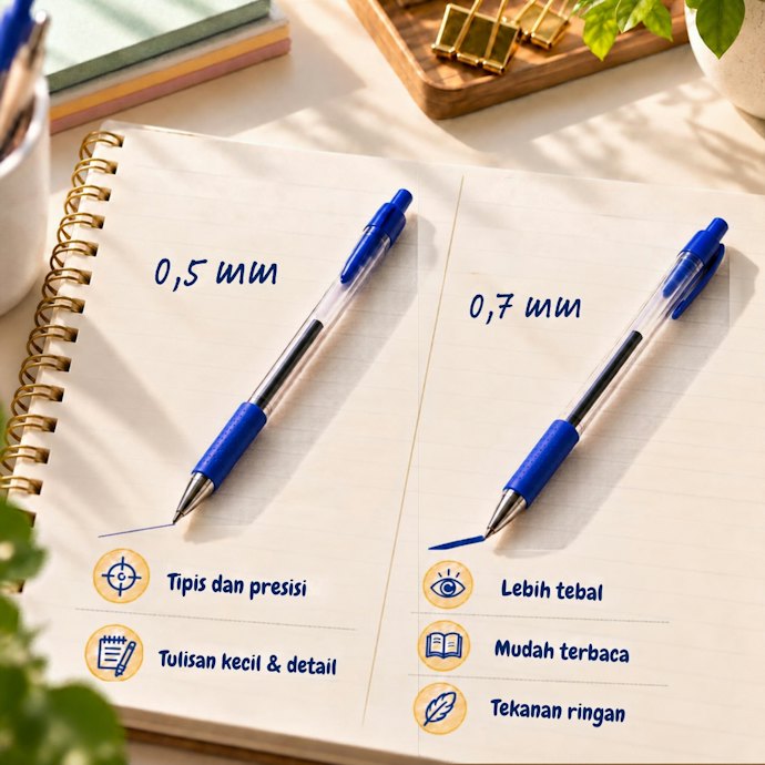 Diameter ballpoint 0.5 mm atau 0.7 mm? Pilih yang sesuai kebutuhan Anda