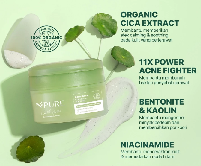 Pilih clay mask dengan bentonit atau kaolin serta niacinamide untuk kulit berjerawat dan berminyak