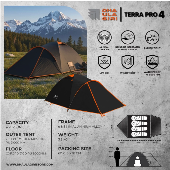 Untuk camping bersama keluarga, pilih tenda berkapasitas 4 orang ke atas