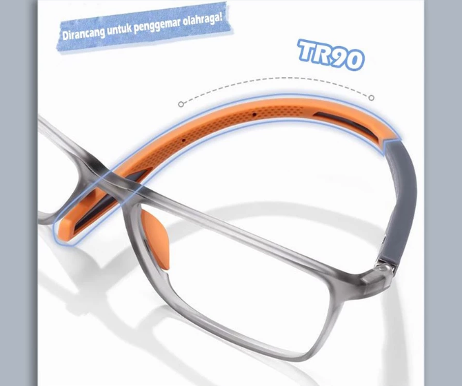 Prioritaskan kacamata olahraga dengan frame TR90 atau polycarbonate untuk meminimalkan tekanan di hidung
