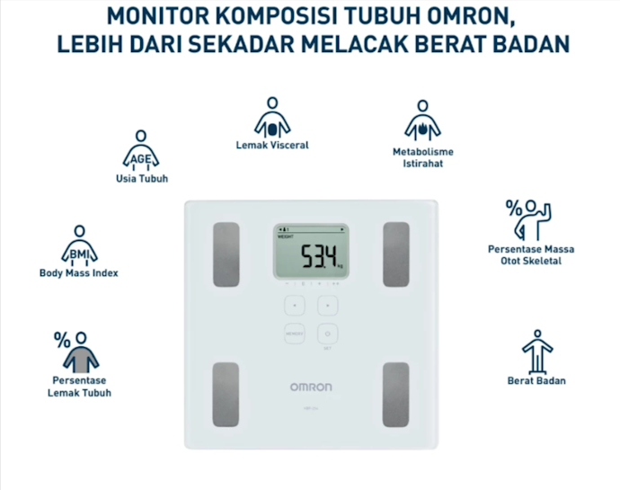 Untuk memantau kesehatan secara menyeluruh, pilih timbangan dengan fitur pengukuran komposisi tubuh