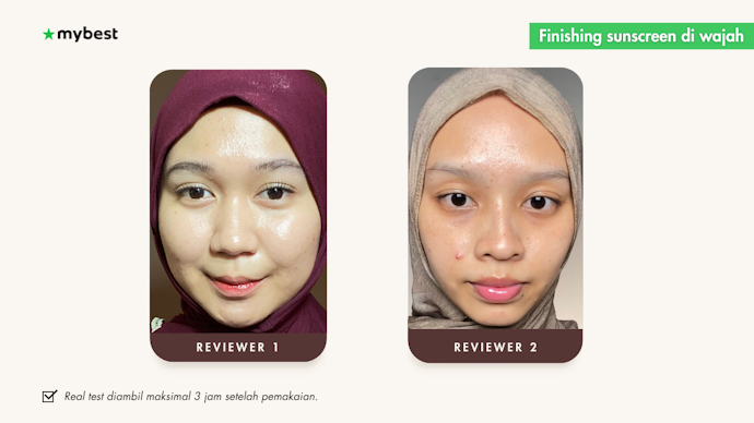 Poin uji coba 2: Finishing sunscreen di wajah