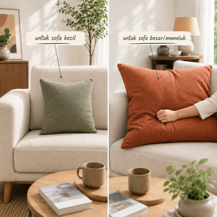 Pilih berdasarkan ukuran bantal sofa