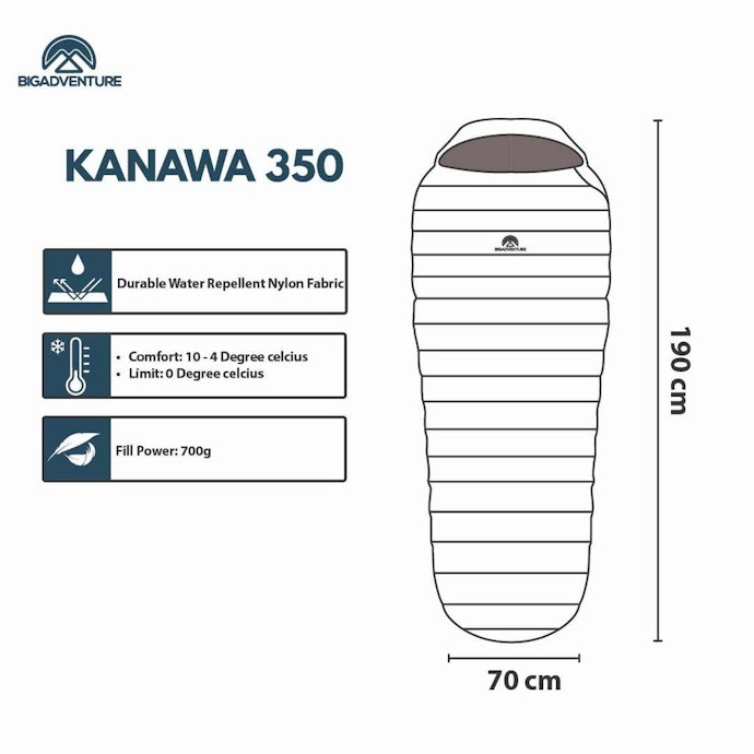 Untuk gunung tropis di Indonesia, cari sleeping bag bulu angsa dengan fill power mulai 550; Namun, cek juga fill weight dan bobotnya