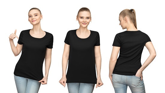 Pertimbangkan kaos hitam polos depan belakang yang mudah di-mix and match