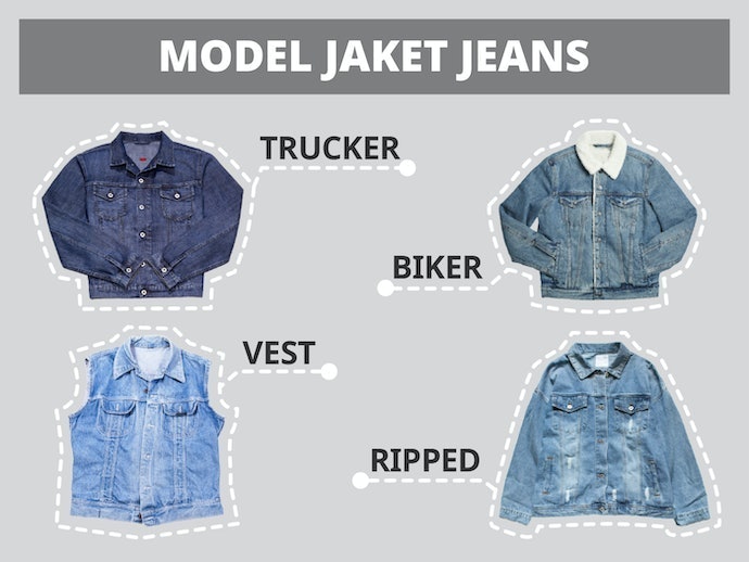 Cek model jaket jeans pria; trucker, ripped, biker, atau vest