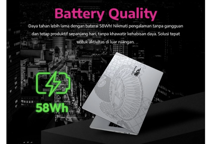 Untuk daya tahan lebih lama, cari yang baterainya berkapasitas ≥45 Wh