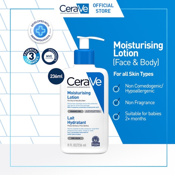 Untuk jenis kulit berminyak, pilih CeraVe Moisturizing Lotion dan PM Facial Moisturizing Lotion yang teksturnya lebih ringan