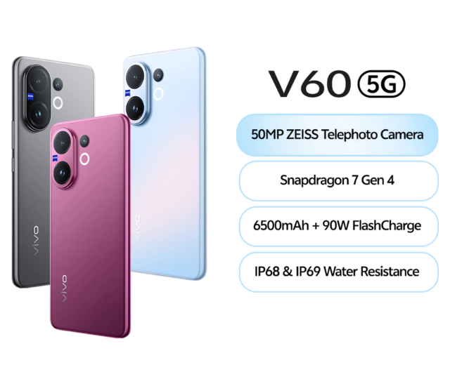 Untuk HP 6 jutaan kamera terbaik, pilih vivo V60 5G dengan kamera ZEISS dan lensa tele