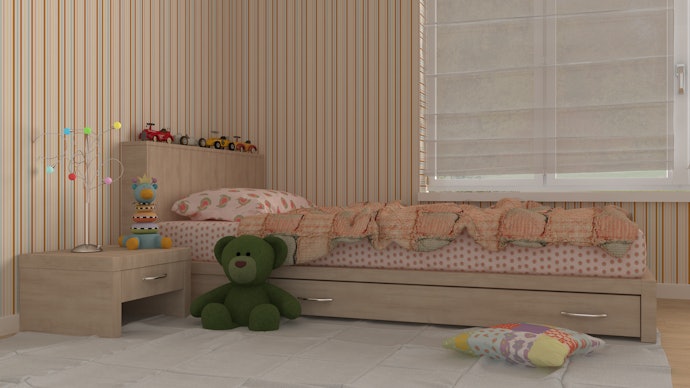 Utamakan kasur dengan tinggi sekitar 60 cm, khusus untuk anak-anak