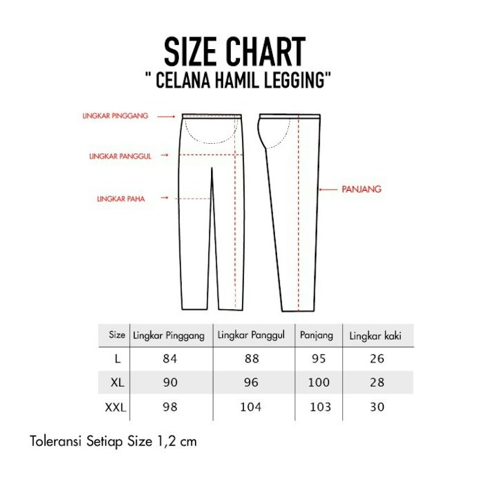 Pastikan ukurannya sesuai agar legging tidak terlalu ketat atau menekan tubuh