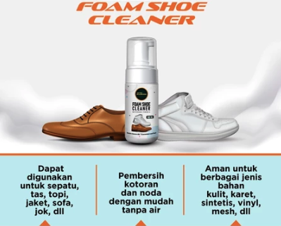 Untuk material selain kulit, pertimbangkan alternatif lain seperti shoes cleaner