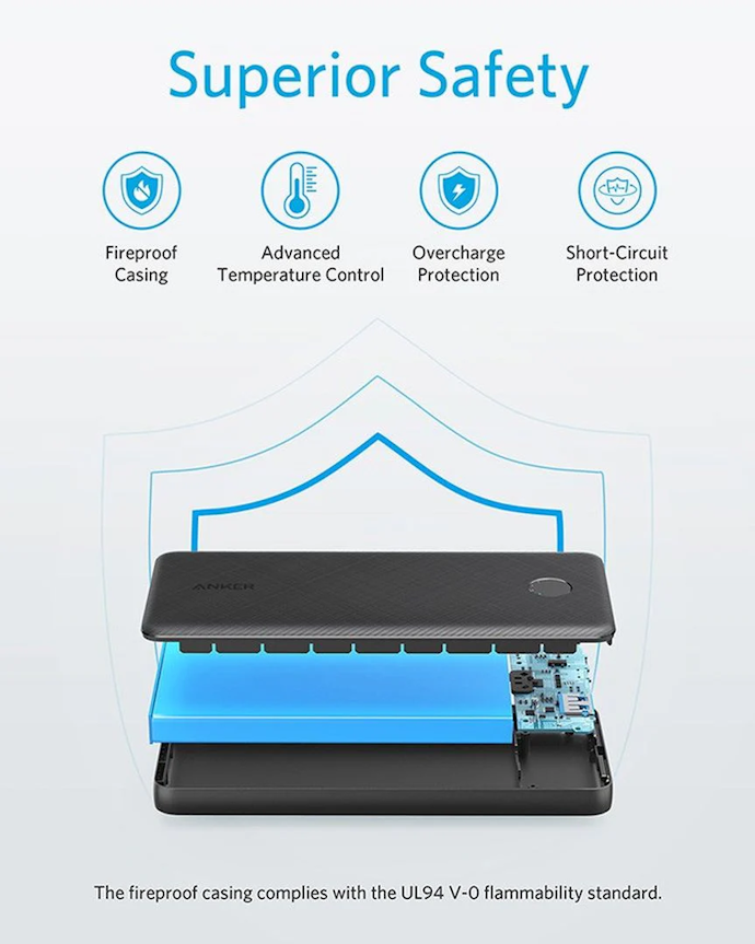 Cek juga fitur-fitur pendukung power bank Anker seperti built-in cable, LED display, dan smart protection