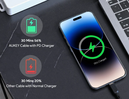 Pastikan charger mempunyai daya minimal 20 watt