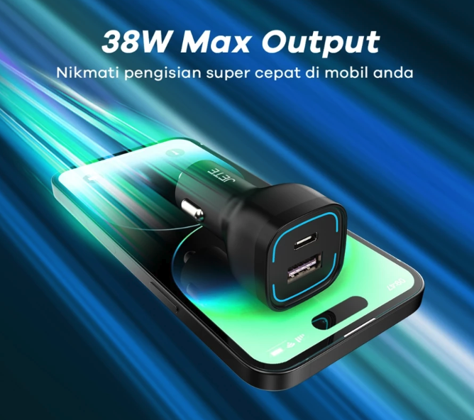 Pilih charger mobil dengan daya output minimal 30W untuk pengisian daya lebih cepat