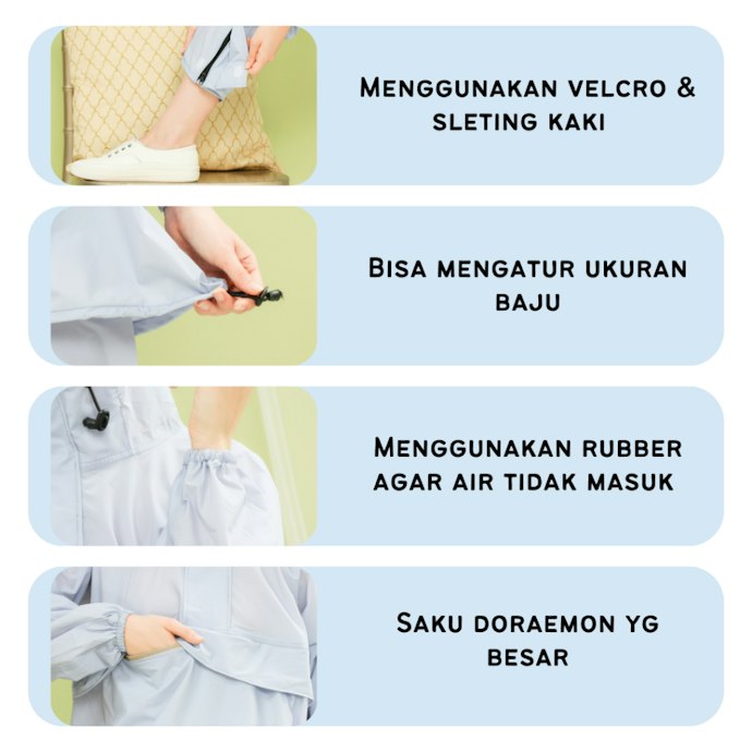 Pertimbangkan fitur tambahan, seperti kantong waterproof, tali hoodie, dan pouch penyimpanan