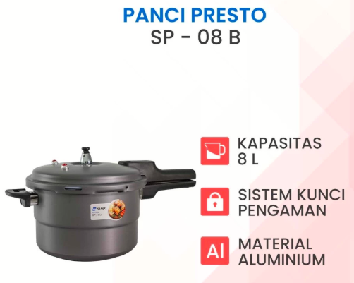 Jika mencari yang awet, utamakan panci presto stainless steel; Namun, pertimbangkan bahan aluminium untuk harga yang lebih terjangkau