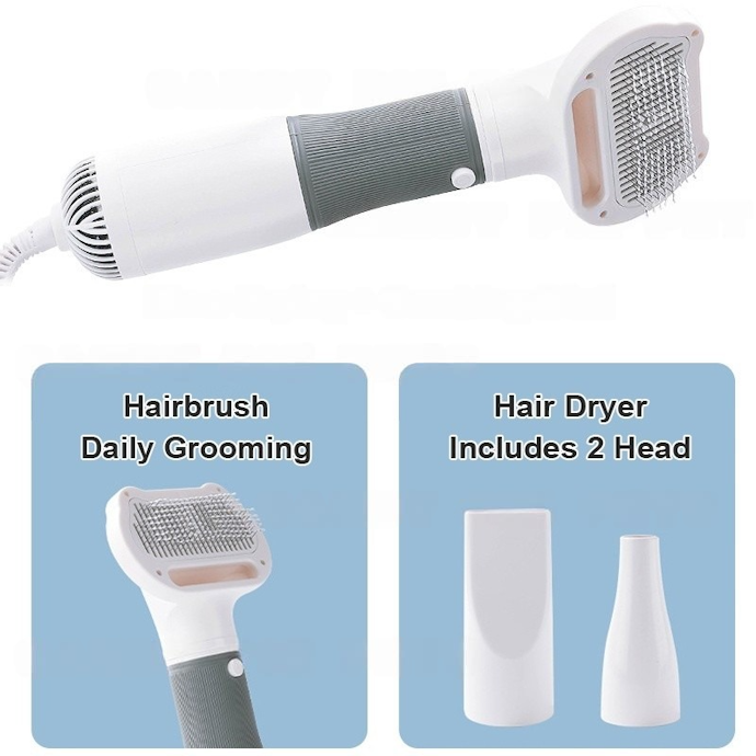 Jika mencari yang praktis, cek tipe hair dryer kucing multifungsi dengan sikat tambahan