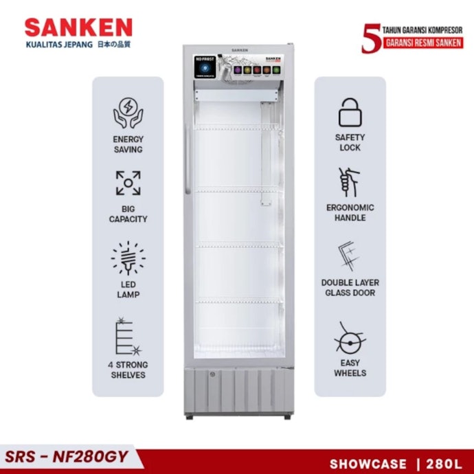 Pertimbangkan kulkas showcase dengan pintu double layer glass untuk menghemat daya listrik