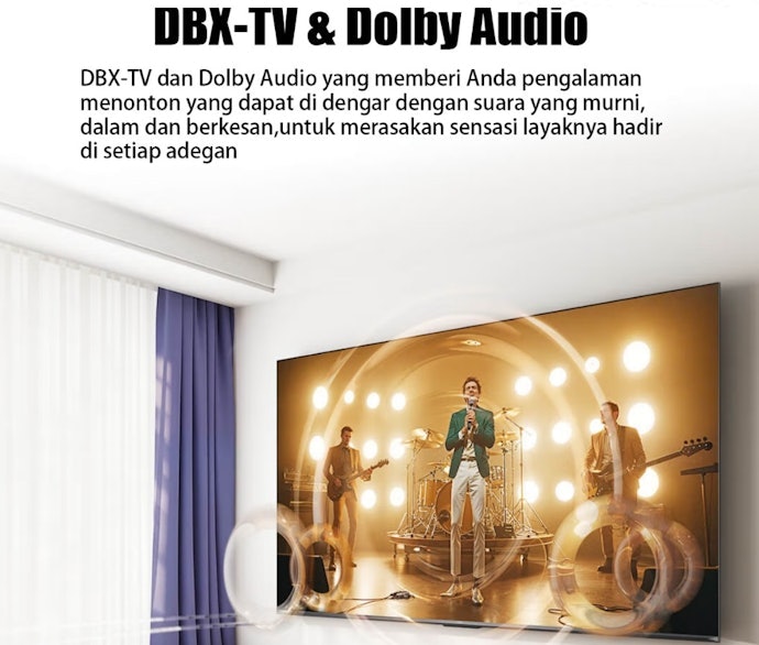 Utamakan pula yang menggunakan teknologi audio, seperti Dolby Audio, DTS-HD, atau DBX-TV