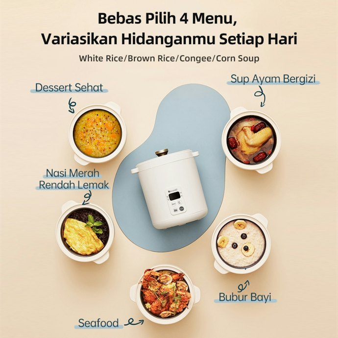 Pilih rice cooker mini multifungsi tipe digital jika Anda ingin membuat beragam menu masakan