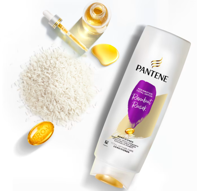 Untuk rambut rontok karena patah dan rusak, gunakan conditioner Pantene Perawatan Rambut Rontok atau Perawatan Total untuk Rambut Rusak