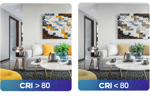 Pertimbangkan colour rendering index (CRI) lampu minimal 80 dan punya fitur untuk mengatur warna