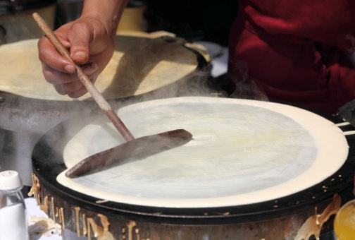 Pertimbangkan wajan crepes yang dijual secara set dengan aksesori tambahan