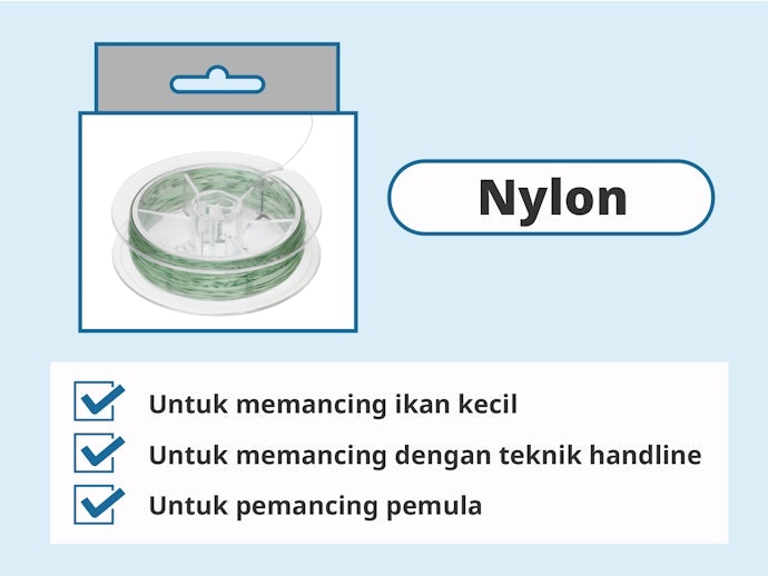 Untuk memancing ikan-ikan kecil di kolam, pertimbangkan senar nilon