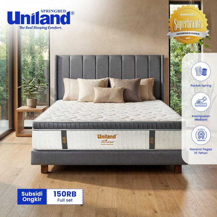 Jika butuh spring bed ukuran queen (160 × 200 cm) harga 3 jutaan, cek merek Uniland, domi, dan Quantum