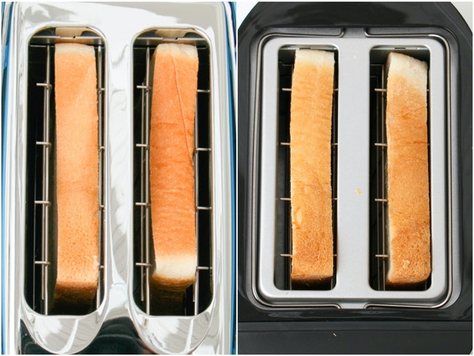 Cek kesesuaian lebar slot pemanggang dengan ketebalan roti
