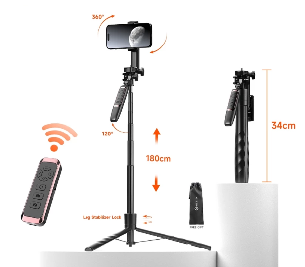 Cari tongsis HP dengan panjang minimal 160 cm untuk vlogging dan minimal 80 cm untuk foto