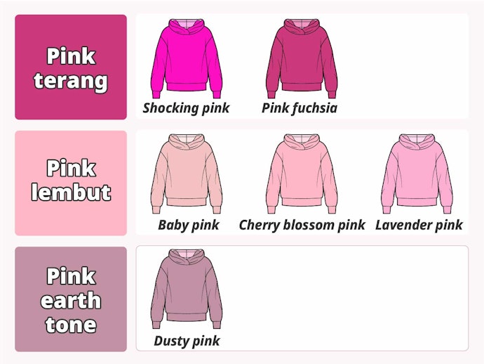 Ketahui beragam warna pink, seperti baby pink, fuchsia, dusty pink, hingga lavender pink