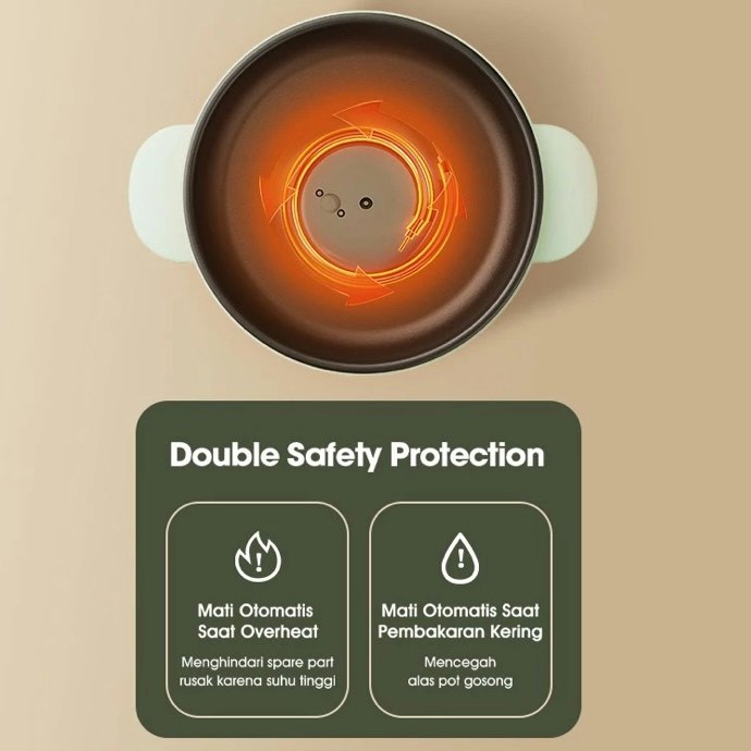 Utamakan yang dilengkapi fitur overheat protection, dry burn protection, atau auto shut-off