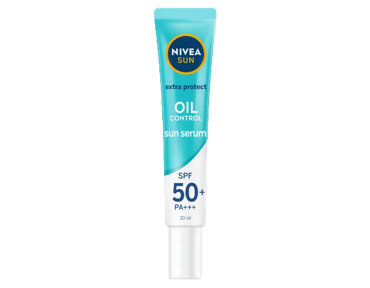 Untuk kulit kombinasi, berminyak, dan berjerawat, pilih Nivea Sun Face Serum Oil Control yang ada klaim oil control dan noncomedogenic