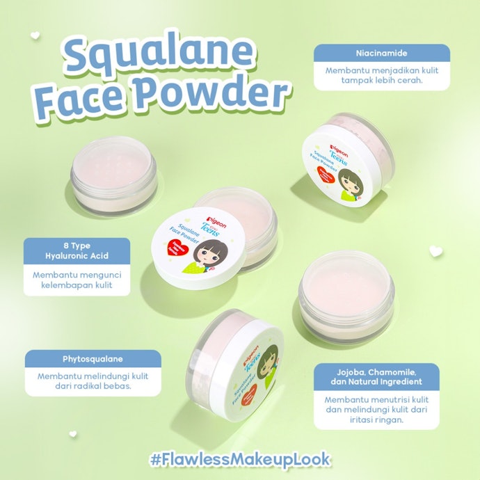 Pilih bedak pelembap wajah dengan kandungan jojoba oil dan vitamin E