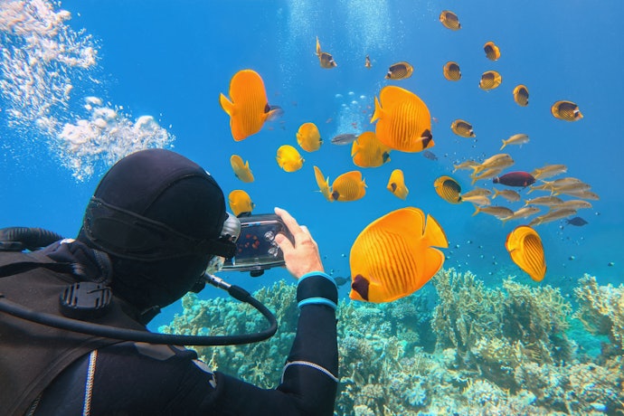 Untuk membuat konten saat renang atau snorkeling, pakai action cam sudah cukup praktis