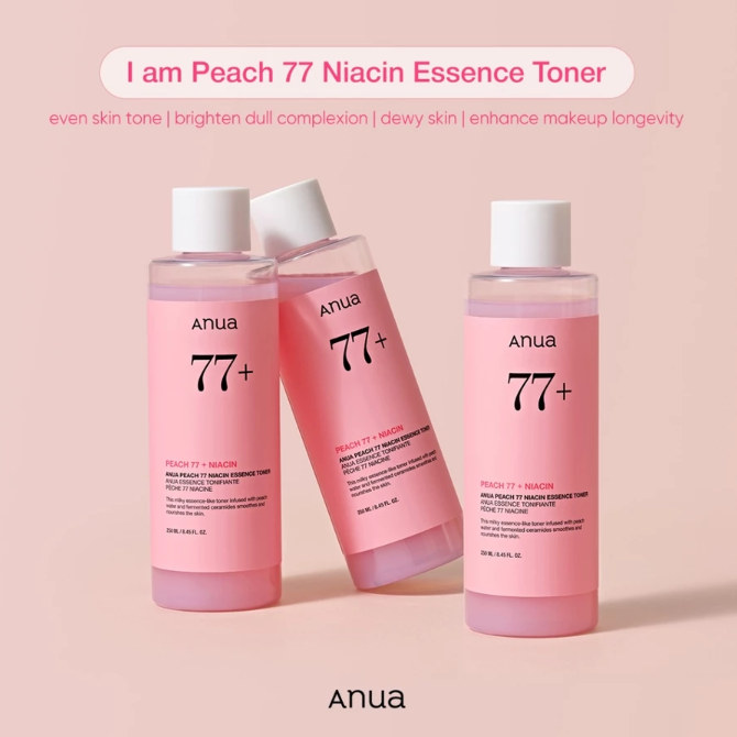 Untuk anti-aging, coba essence toner dengan kandungan ginseng atau peptide