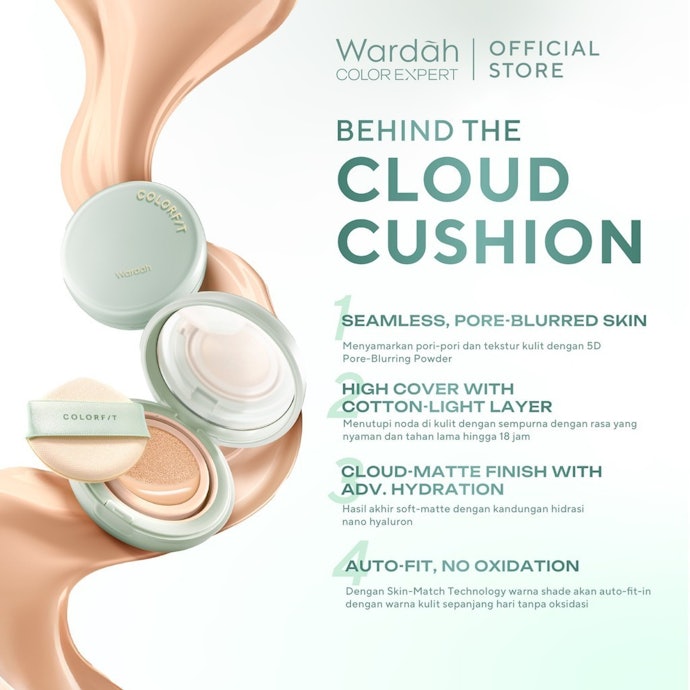 Pilih warna cushion sesuai tone kulit, pastikan terdapat klaim 'tidak oksidasi' atau 'minim oksidasi'