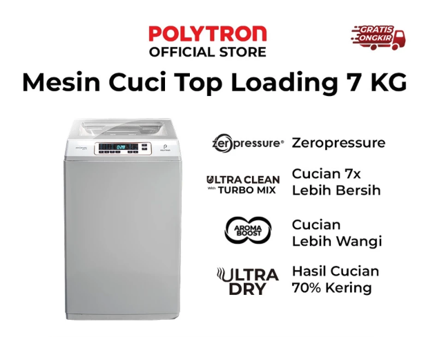 Untuk mesin cuci Polytron 1 tabung, siapkan bujet sekitar Rp2 jutaan