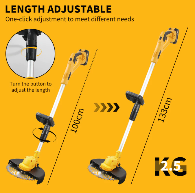 Agar alat mudah digunakan dan portable, pastikan bobot mesin rumput sekitar 1,5-3 kg dengan handle yang bisa disesuaikan