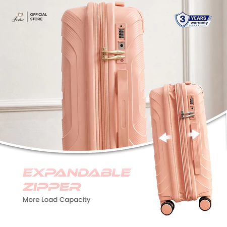 Pertimbangkan koper dengan expandable zipper dan kompartemen tambahan agar bisa membawa banyak barang