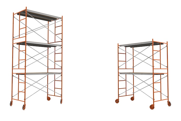 Scaffolding, biasanya dilengkapi pijakan yang lebar