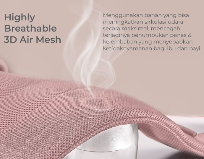 Jika sering menggendong bayi dalam durasi lama, pilih gendongan dengan pola mesh yang breathable